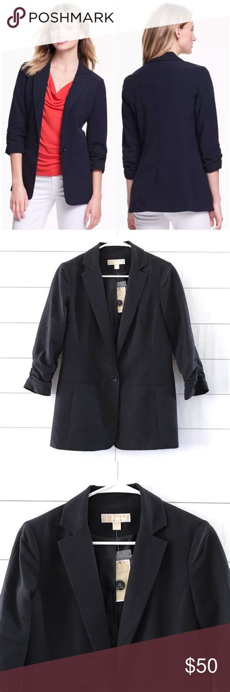 michael kors navy blazer womens|michael kors boyfriend blazer.